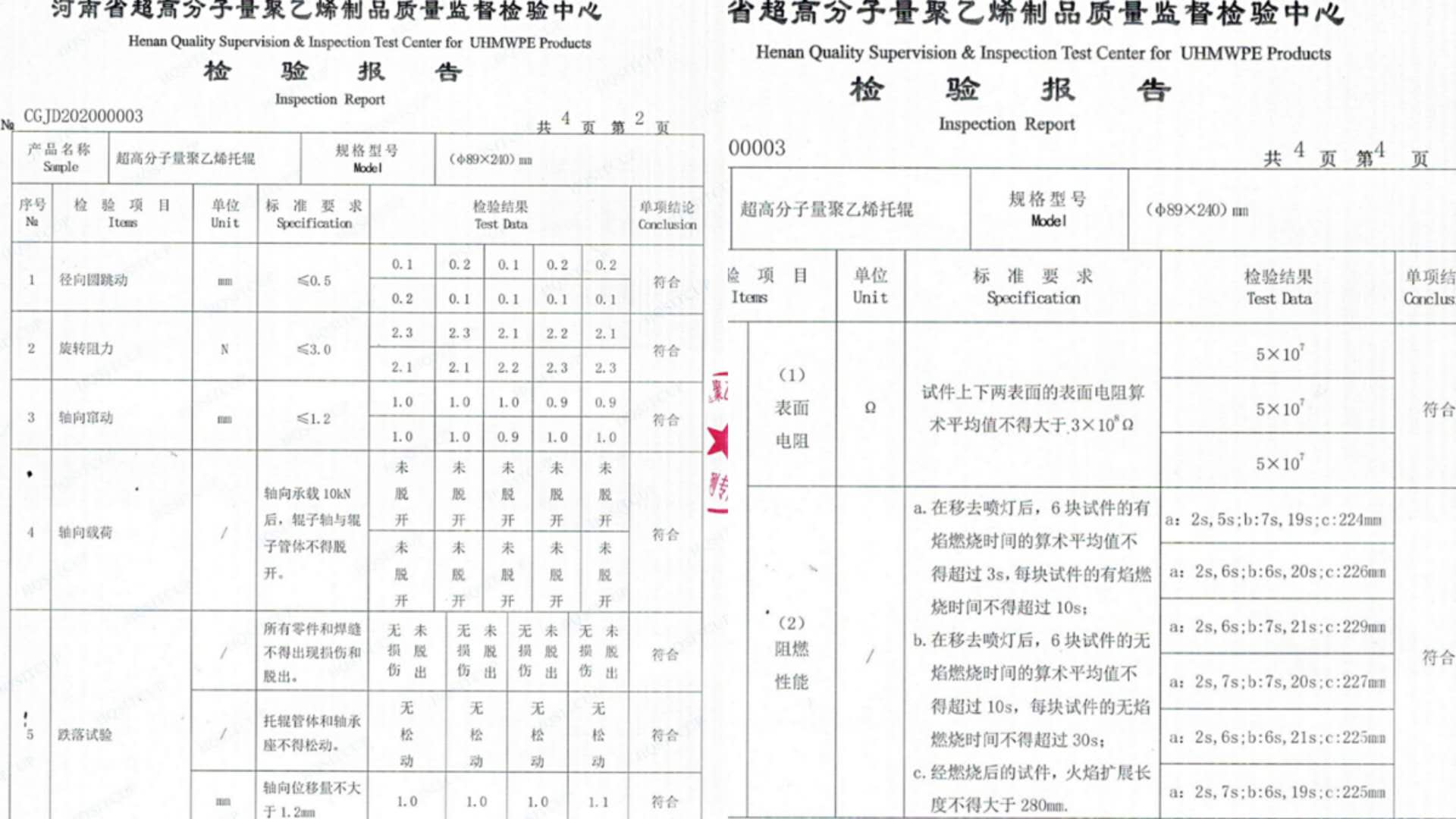 托輥系列產(chǎn)品檢測(cè)報(bào)告